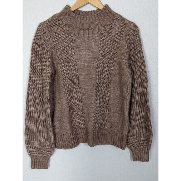 Loft Tan Knit Cowl Neck Sweater Small Petite - Picture 1 of 7